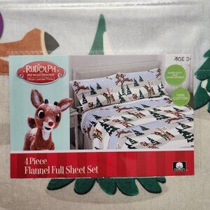 Rudouph the RED-NOSED REINDEER Christmas Flannel Sheet Set Full Size 4 Pc Set
